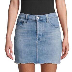 J Brand Womens Skirt Blue 27 Bonny Distressed Jean Mini Skirt  Button Fly New